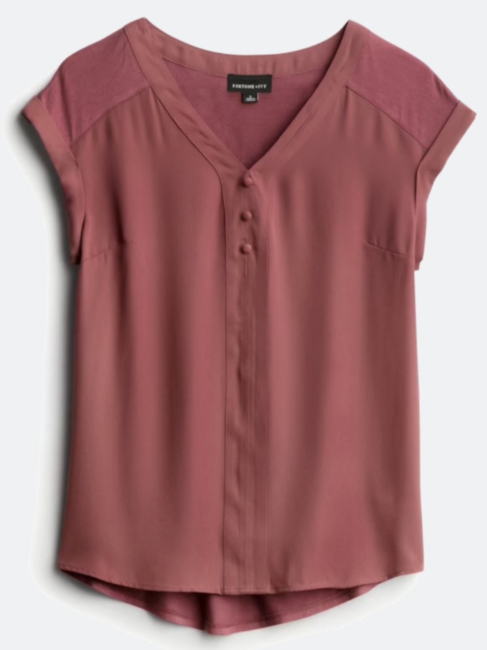 Dusty Rose Short Sleeve V-Neck Blouse